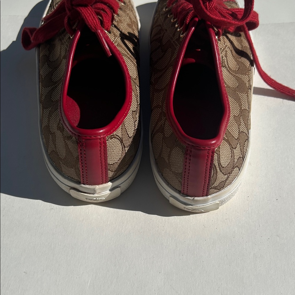 Coach Brown and Red Women's Sneakers - Picture 3 of 6